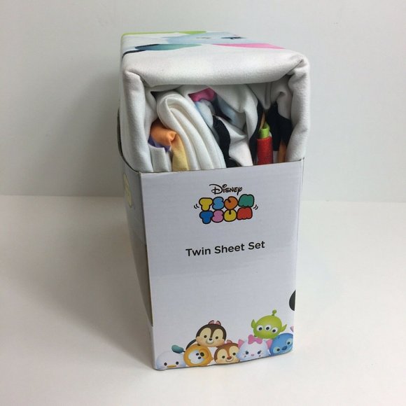 Disney Tsum Tsum Twin Sheet Set Fitted Flat Sheets Pillow Case Minnie Mickey New - Picture 6 of 12